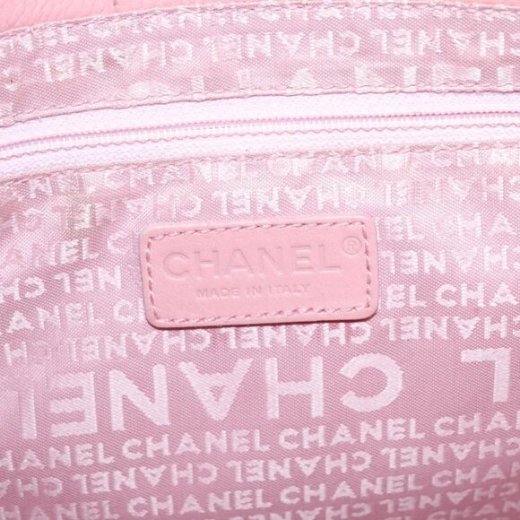 CHANEL Choco Bar COCO Mark Hand Bag Grained Calf Skin Pink Silver CC Auth PP558 - Picture 3 of 15